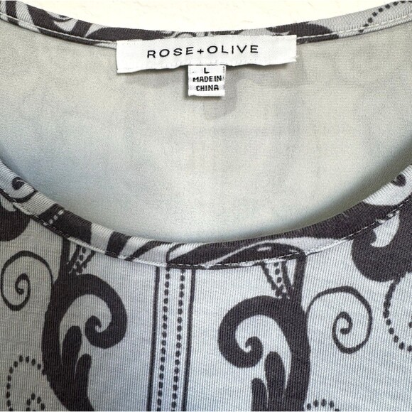 Rose + Olive L 3/4 Sleeve Layered Look Tunic Top Butterfly Back Open Light Blue - Picture 2 of 11